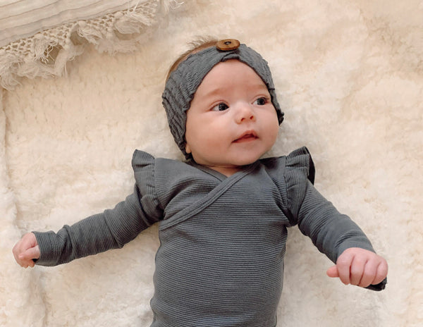 Corduroy Ruffle Wrap Bodysuit
