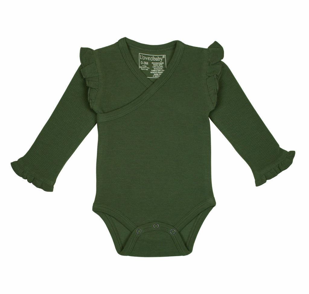 Corduroy Ruffle Wrap Bodysuit